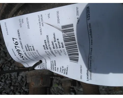 2015 VOLVO 20543700 AXLE ASSEMBLY, FRONT (STEER)